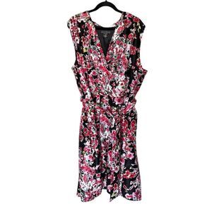 Jessica Howard Plus Size 24 Floral Wrap Dress Midi Length Sleeveless